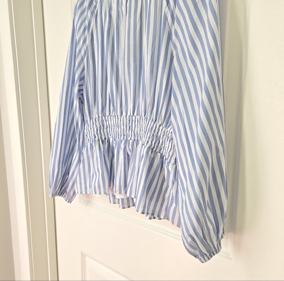 NWT J.Crew V-Neck Smocked Waist Striped Top - Picture 11 of 14